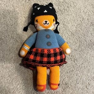 CUDDLE & KIND Sadie The Fox Knit Crochet Doll Plush Orange Black Hat Peru 13”